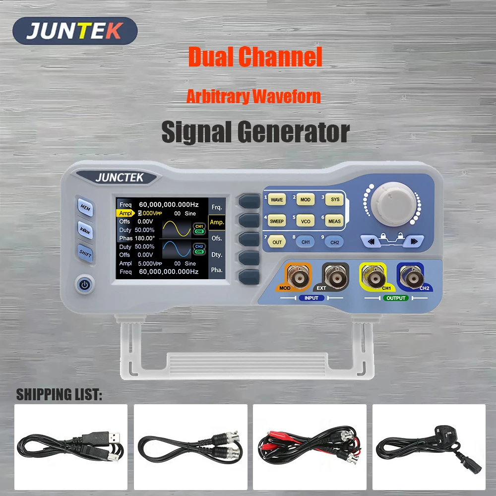 JUNCTEK JDS8060 8080 Dual Channel Function Arbitrary Waveform Signal Generator Source 275MSa/s 14bits Frequency Meter 60M 80MHz