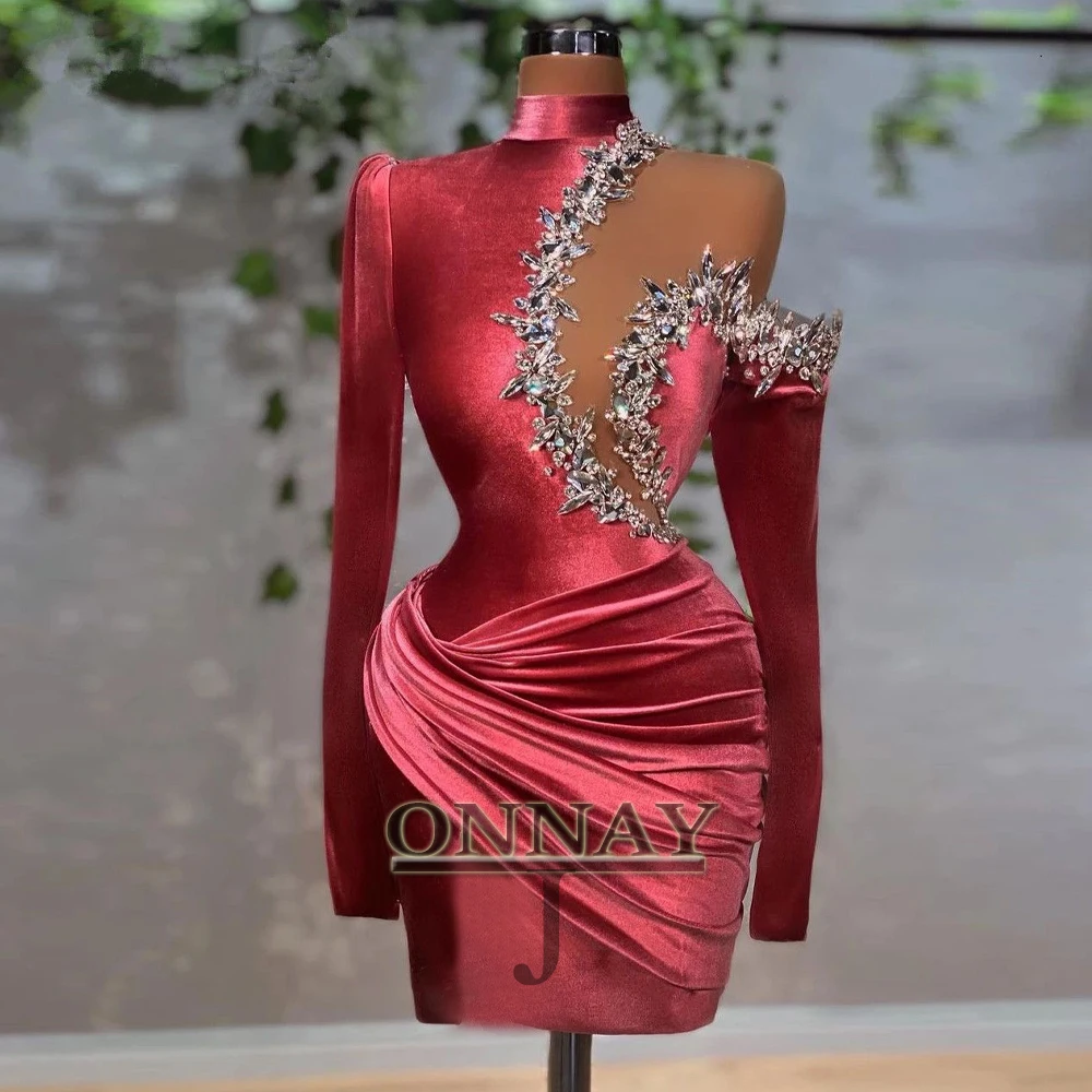 فساتين حفلات العودة للوطن مثيرة مخصصة بأكمام صغيرة كريستال المملكة العربية السعودية فستان حفلة موسيقية للنساء فيستدوس دي نوش