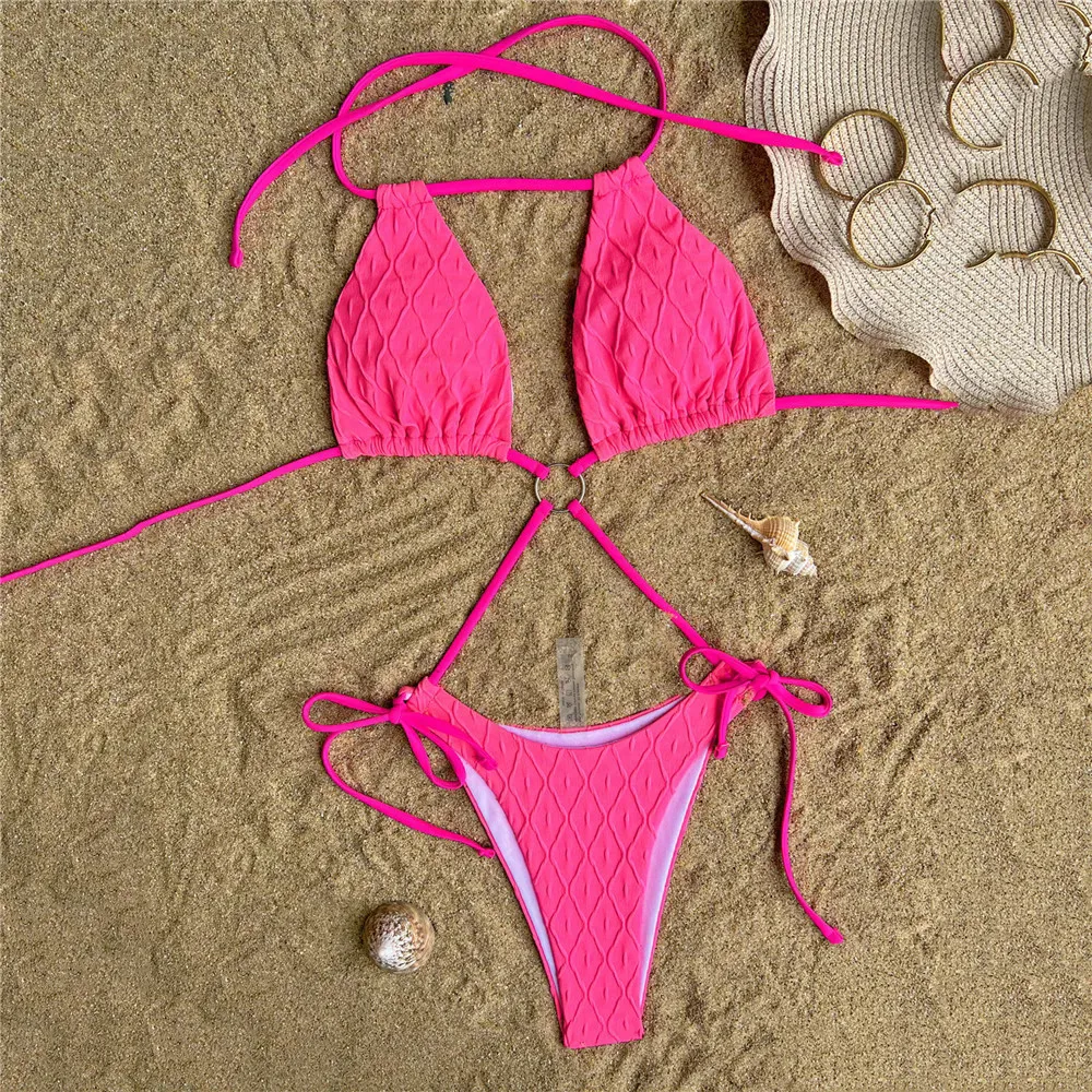 Black String Lace-up Backless Sexy Swimsuit Women One Piece Swimwear Hollow Out Monokini Micro Thong Swimming Bathing Suit Wear