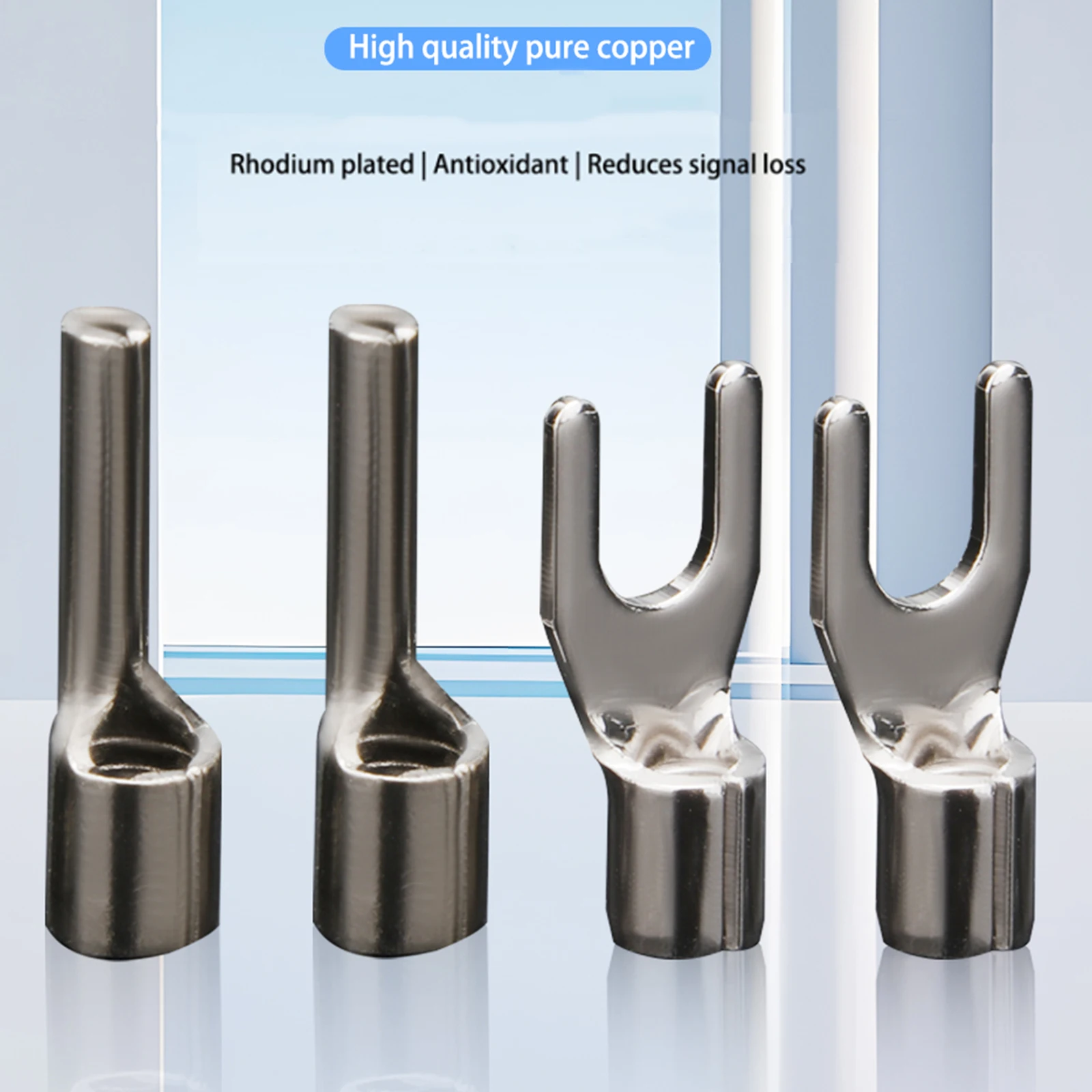 Monosaudio B6R Y6R Hifi Audio ทองแดงบริสุทธิ์โรเดียมชุบ Y Lug terminal/กล้วยปลั๊ก High-end Power Connector ลวดเชื่อม Lug