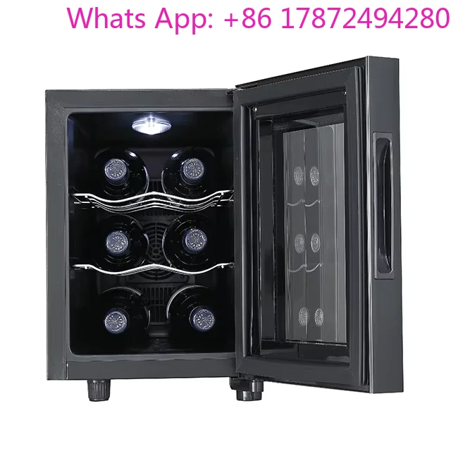 16L Free-Standing Stainless Steel Thermoelectric Wine Cooler 6 Bottles Electric for  Hotel Mini Glass