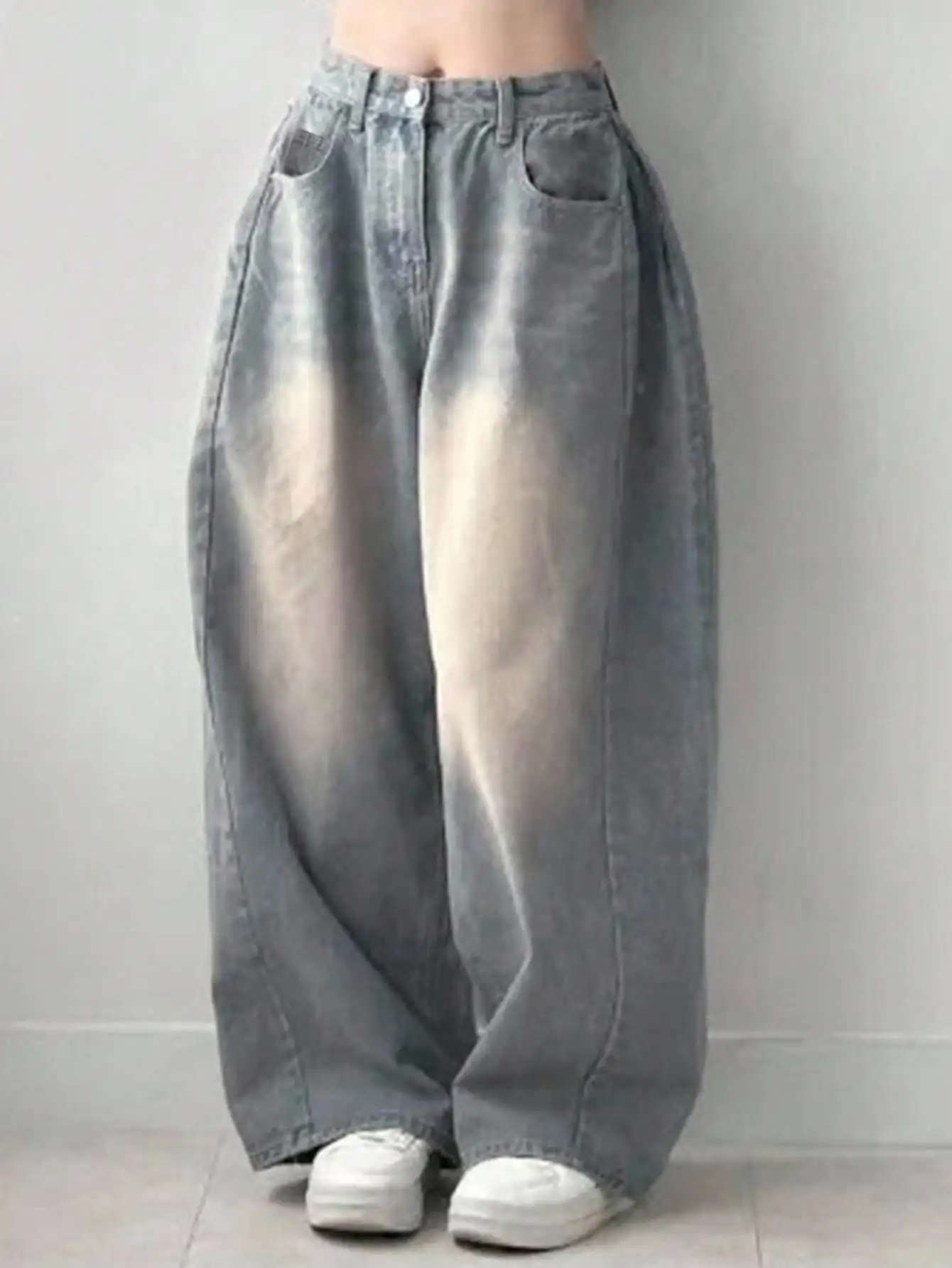 

Женские джинсы с высокой талией, свободного кроя, широкие штанины, с карманами, в повседневном стиле