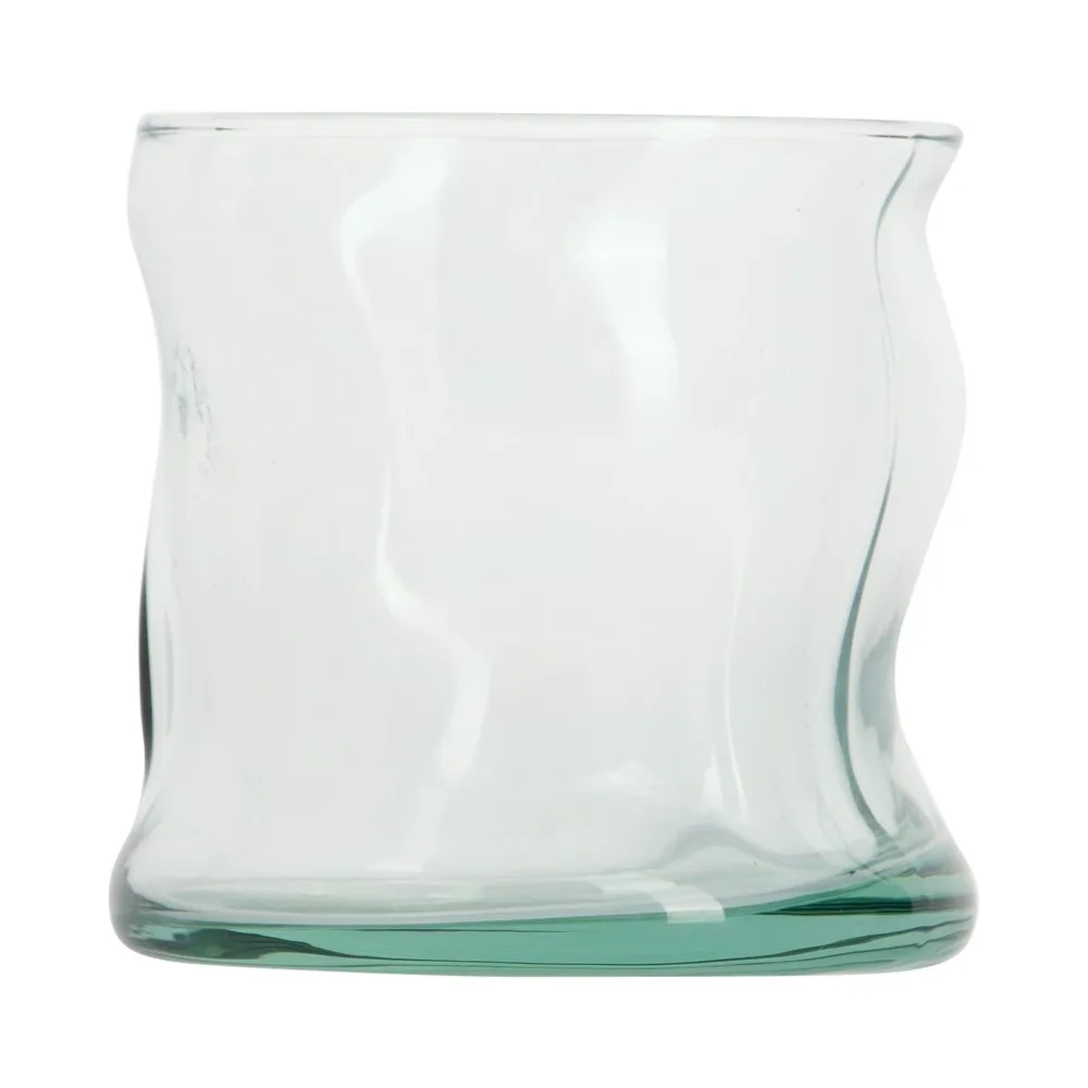 Clear Green Glass 11.5 oz Drinking Glasses Set of 2 Modern Tumbler Cups for Water Juice Beer Barware Home Kitchen Dining - view 5