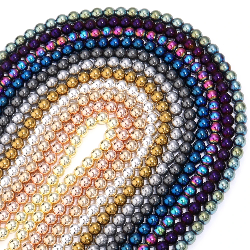 40-190 Stück/Lot 2-12mm Natürliche Hämatit-Perlen, glatte, runde Natursteinperlen für die Schmuckherstellung, DIY Armband, Halskette, lose Perlen