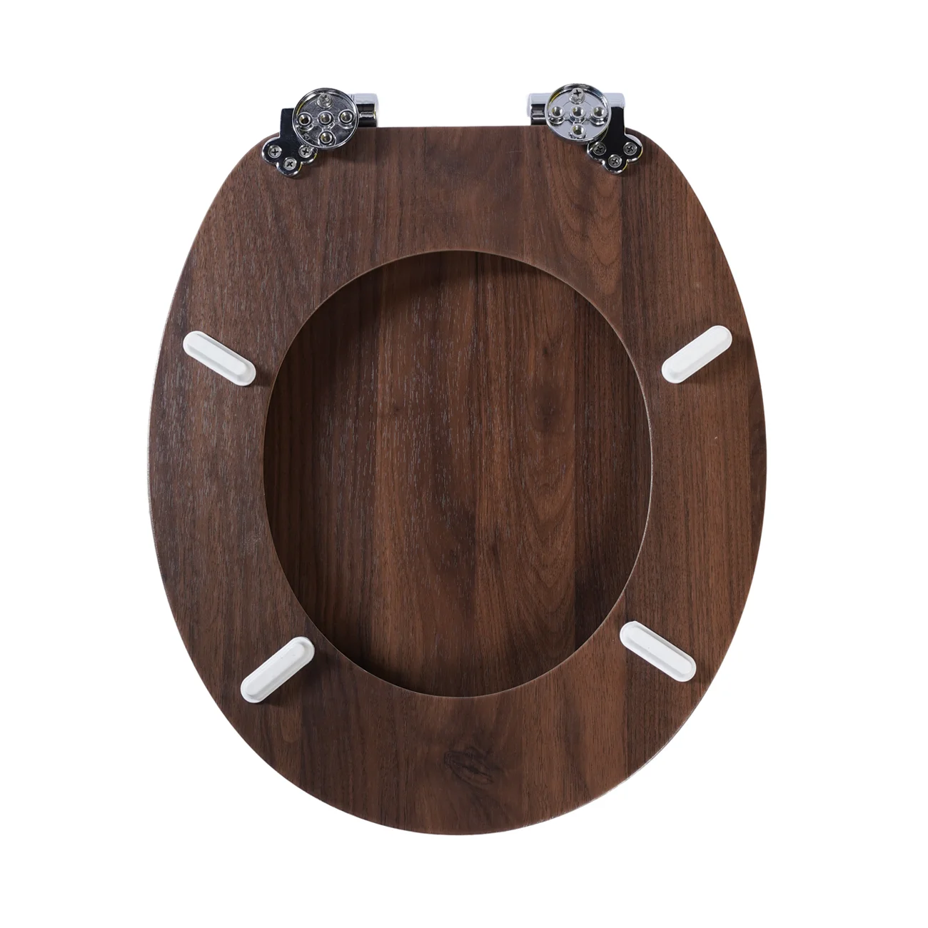 SINOBATH Universeller Toilettendeckel mit Absenkautomatik, WC-Sitz aus Holz, MDF-Toilettendeckel, Tragfähigkeit bis 190 kg, Zinklegierungsscharnier, antibakteriell und leicht zu reinigen, geeignet für 18-Zoll-Toiletten – Detail 7