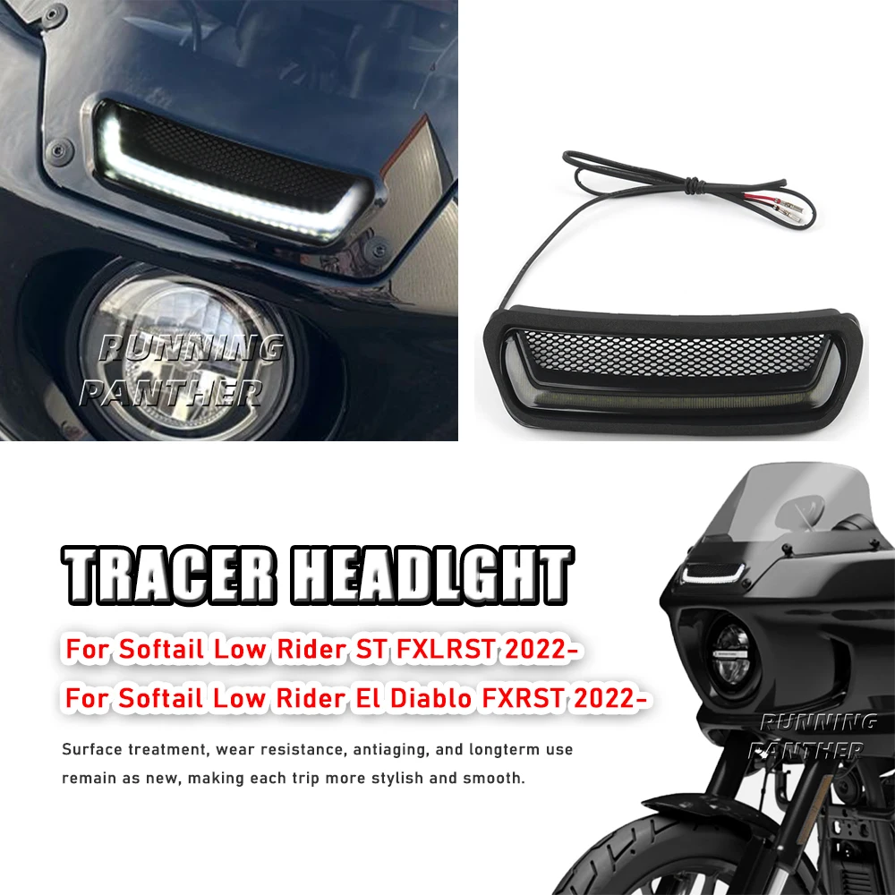 

For Harley Softail Low Rider ST El Diablo FXRST FXLRST 2022-2025 2021 2022NEW Motorcycle White Tracer Headlight Vent Accent LED