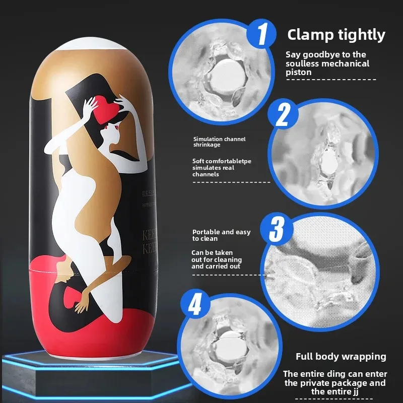 Masturbator Transparent Male Jelly Artificial Vagina Real Cat Male Penis Exerciser Cock Enlarger Sucking Sex Toy Pornography