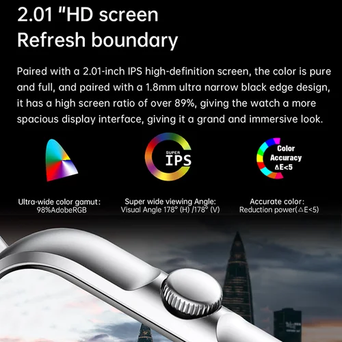 Imagen 2 del producto 2025 2.01 ''reloj inteligente Bluetooth llamada reproducir música Smartwatch Fitness reloj deporte relojes impermeables para hombres mujeres iPhone Android