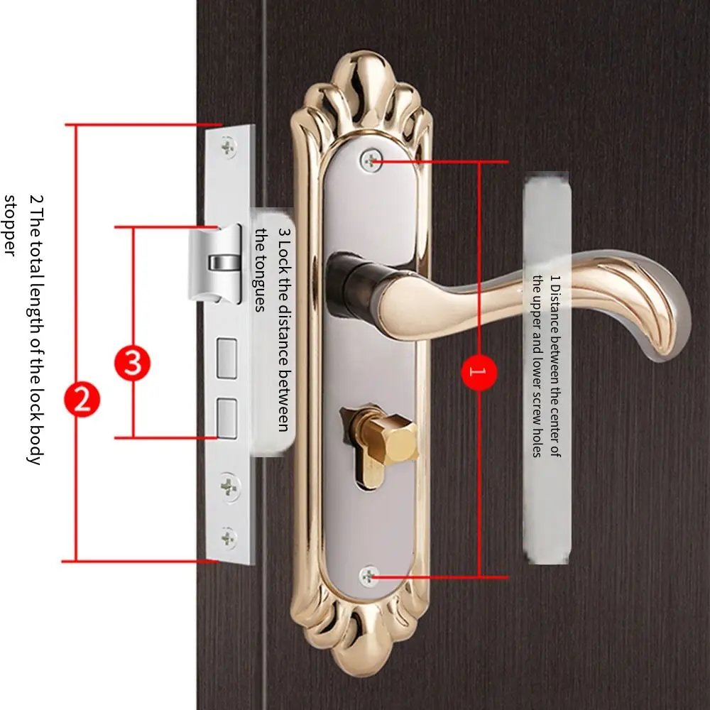 European Style Door Handle Locks Set Anti-theft with 3pcs Keys Silent Security Lock Aluminium Alloy Easy Install