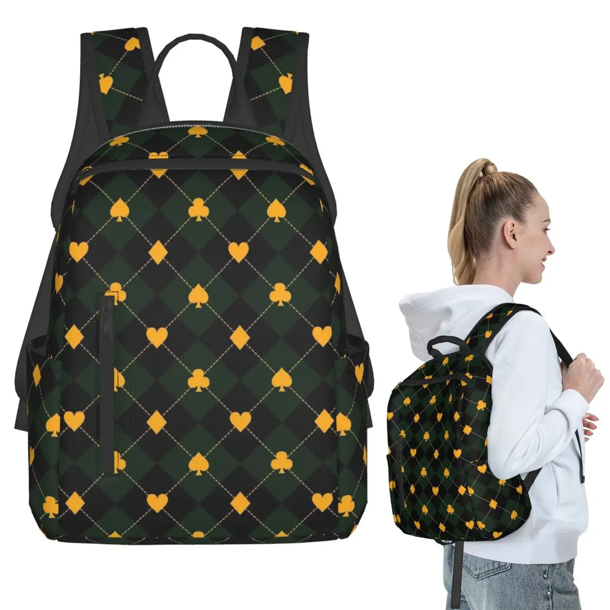Playing Cards Symbols Pattern Backpack Student BookBag Children School Bag Laptop Shoulder Bags Boys Girls