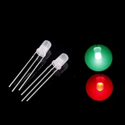 20pcs 5mm LED Light Emitting Diode Lamp Bulb Bicolor Red Green Common Anode Cathode Transparent Diffused Micro Indicator 3V