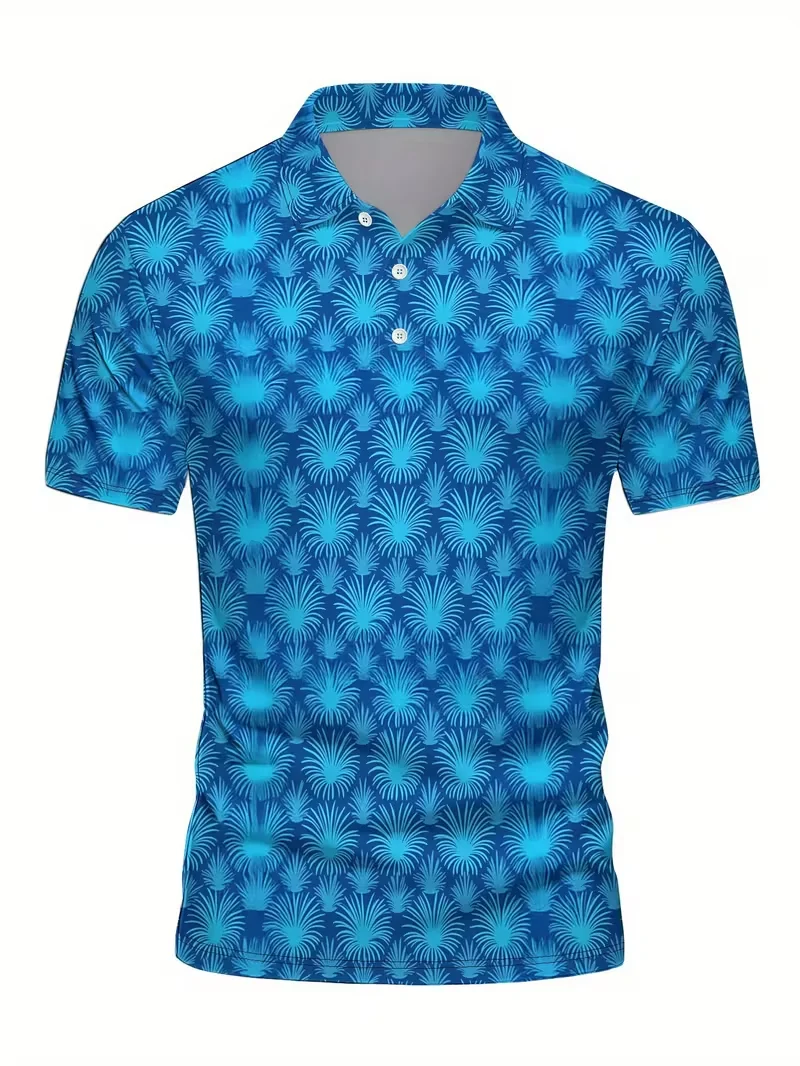 Classic Men's Polo 3D Tree Printed Shirt Cool Pattern Short Sleeve Polo Shirt Vacation Casual Spring New Top