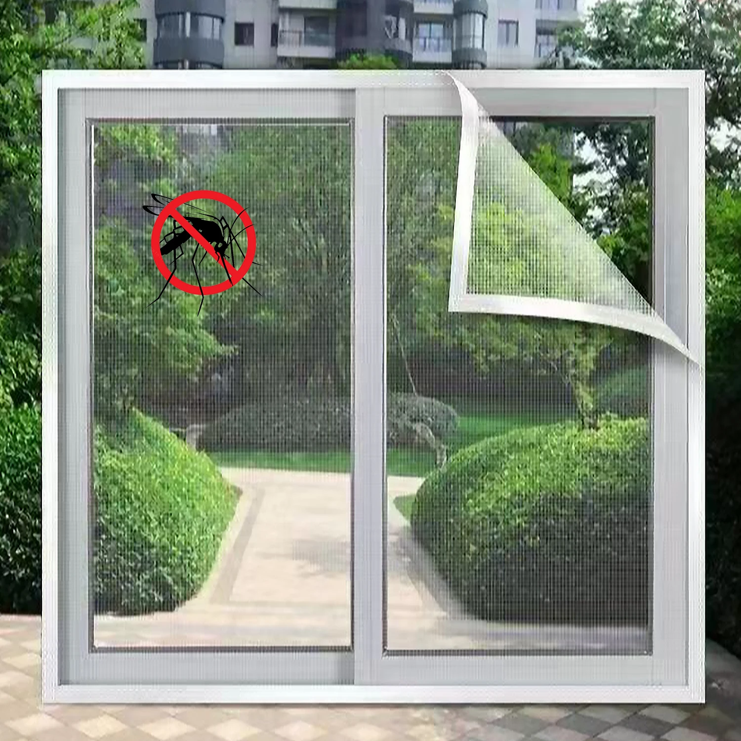 Window Mosquito Net, Screen Window, Mosquito Net, Breathable Mesh Fabric, Curtains and Window Treatments, No Drilling White