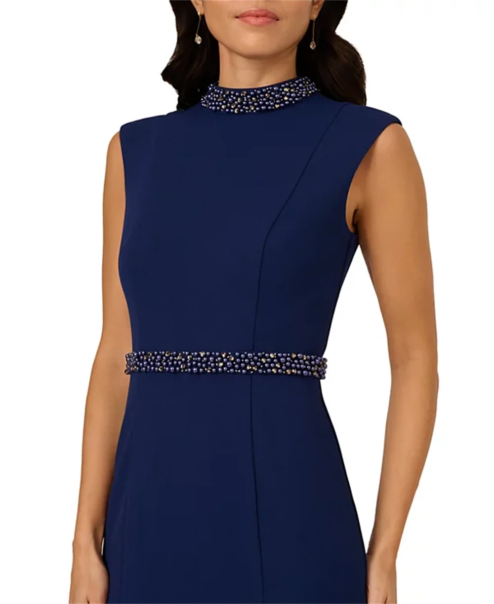 Elegant Mother of the Bride Dress Women Mother Dress Round Neck Sleeveless Mermaid Beaded Wedding Guest Formal Gown Customized