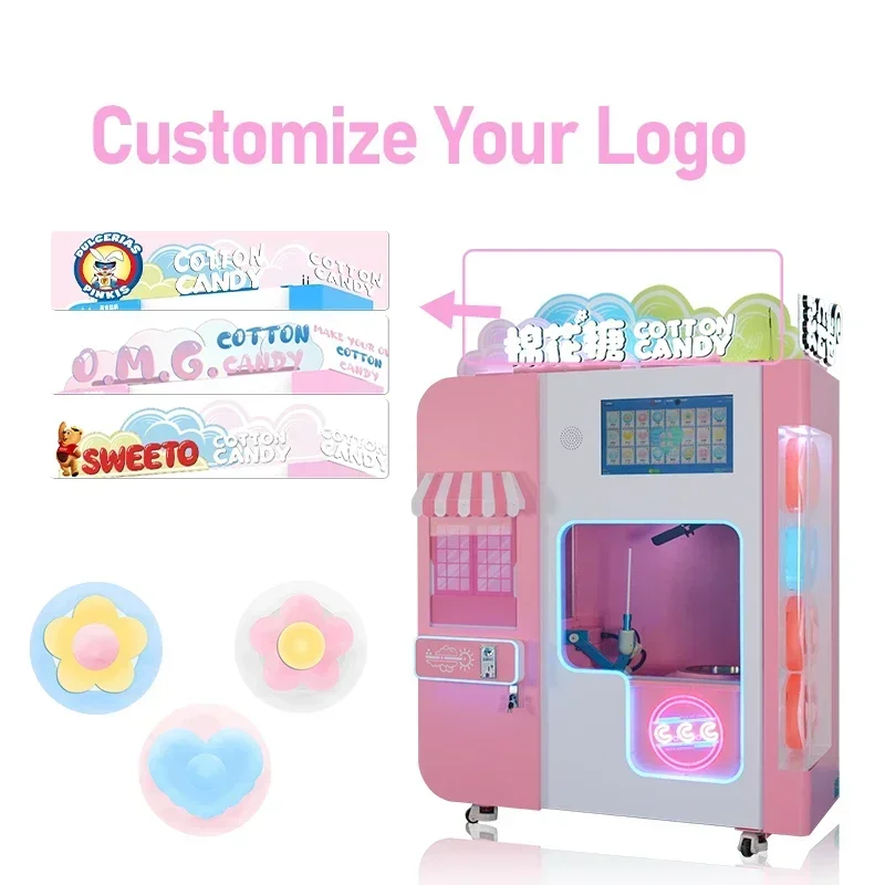 Support Multi-Language Electric Commercial Full Automatic Flower Cotton Candy Vending Making Machine