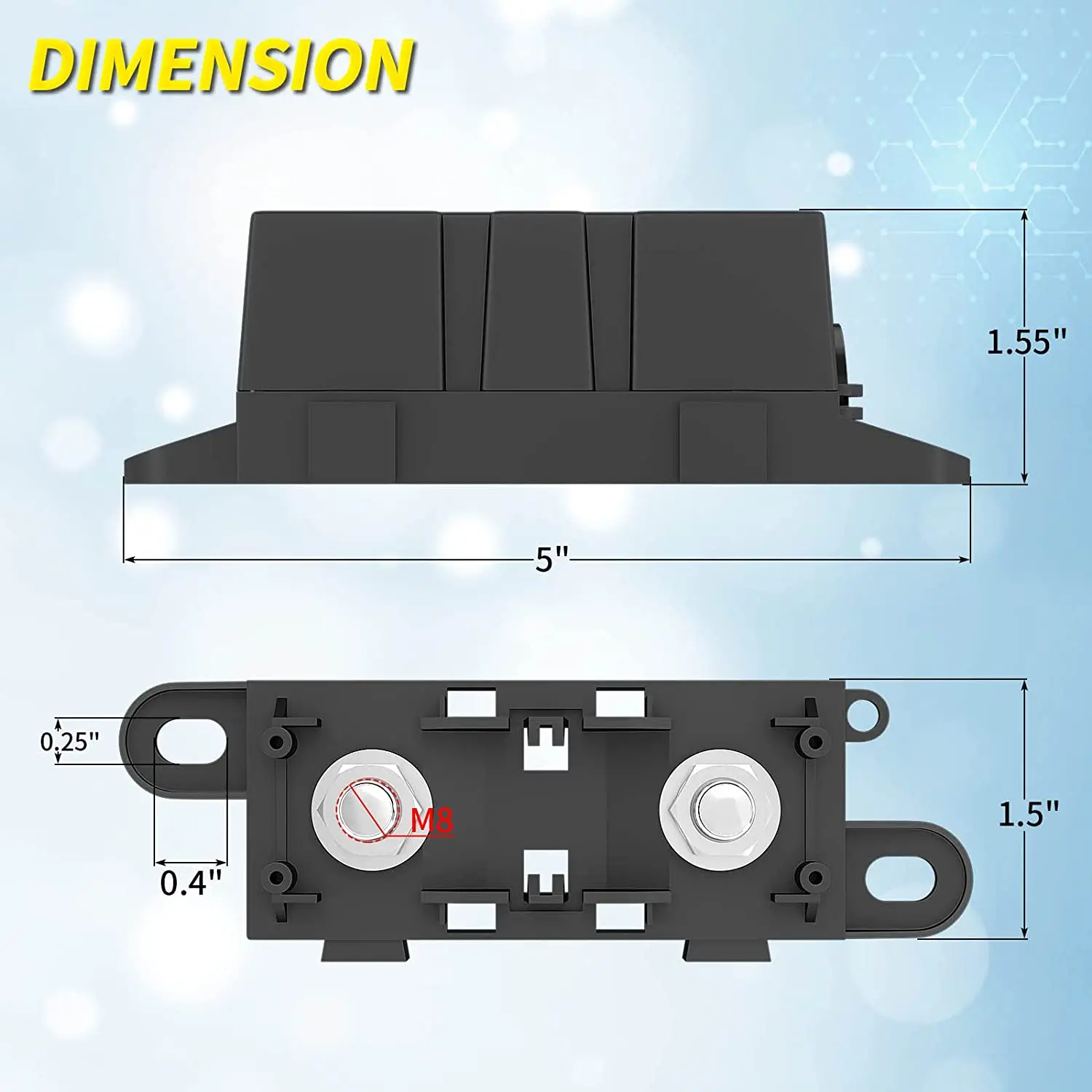 1PC MEGA Fuse Block ANL Bolt-on Blade Fuse Holder Flat Type Fuse For Car Boat Motorcycle 80A 100A 125A 150A 175A 200A 250A 300A
