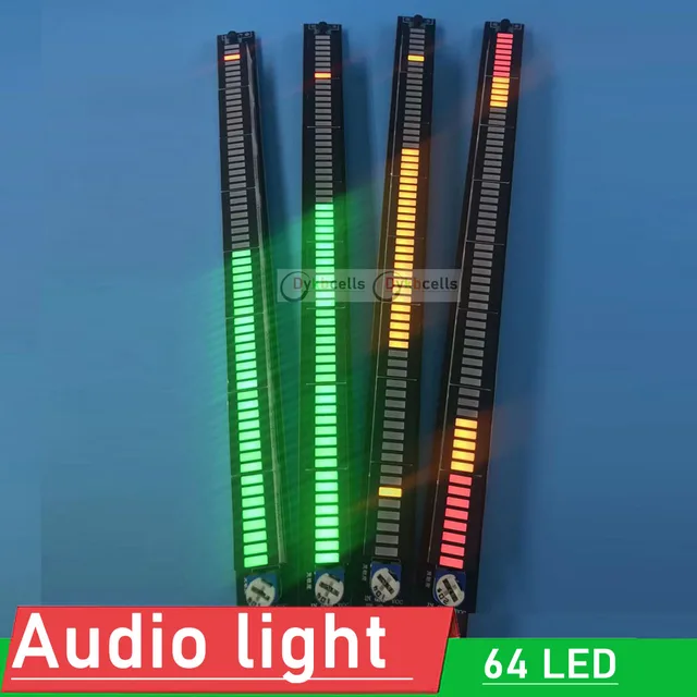 64 LED Music Spectrum mono Audio Light Level Indicator Amplifier VU Meter FOR 12V 24V Car player Atmosphere Lamp A-pillar