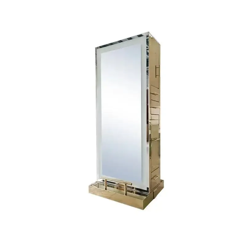 

ss03A High-end hair salon special simple barber shop mirror with lamp floor double-sided hair cutting mirror