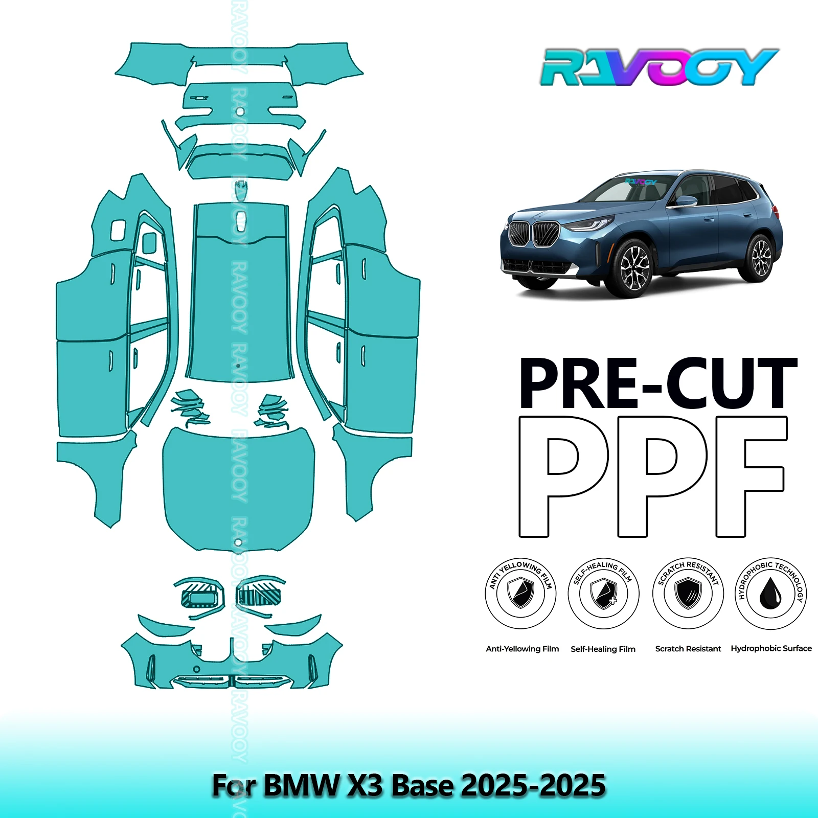 

Car Precut PPF Paint Protection Film Full Vehicle For BMW X3 Base 2025-2025