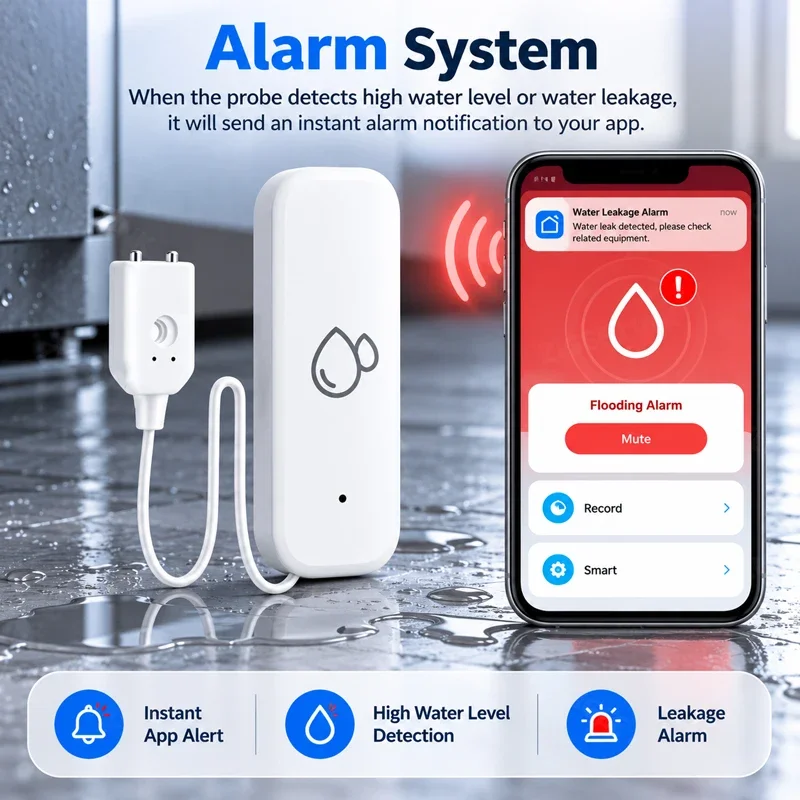 Zigbee3.0 Smart Water Leak Sensor Flood Detection Alarm for Smart Home Automation Scenes With Instant App Push Notification