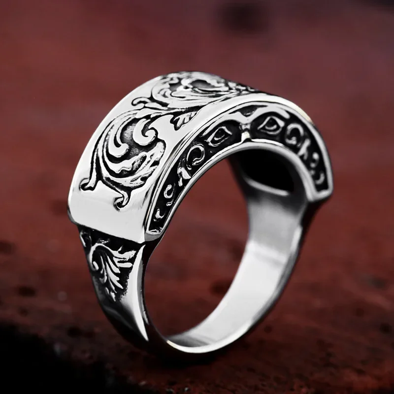 

CHUANGCHENG Personalized Carved Fashion Simple Stainless Steel Pattern Rings Sizes 7-13