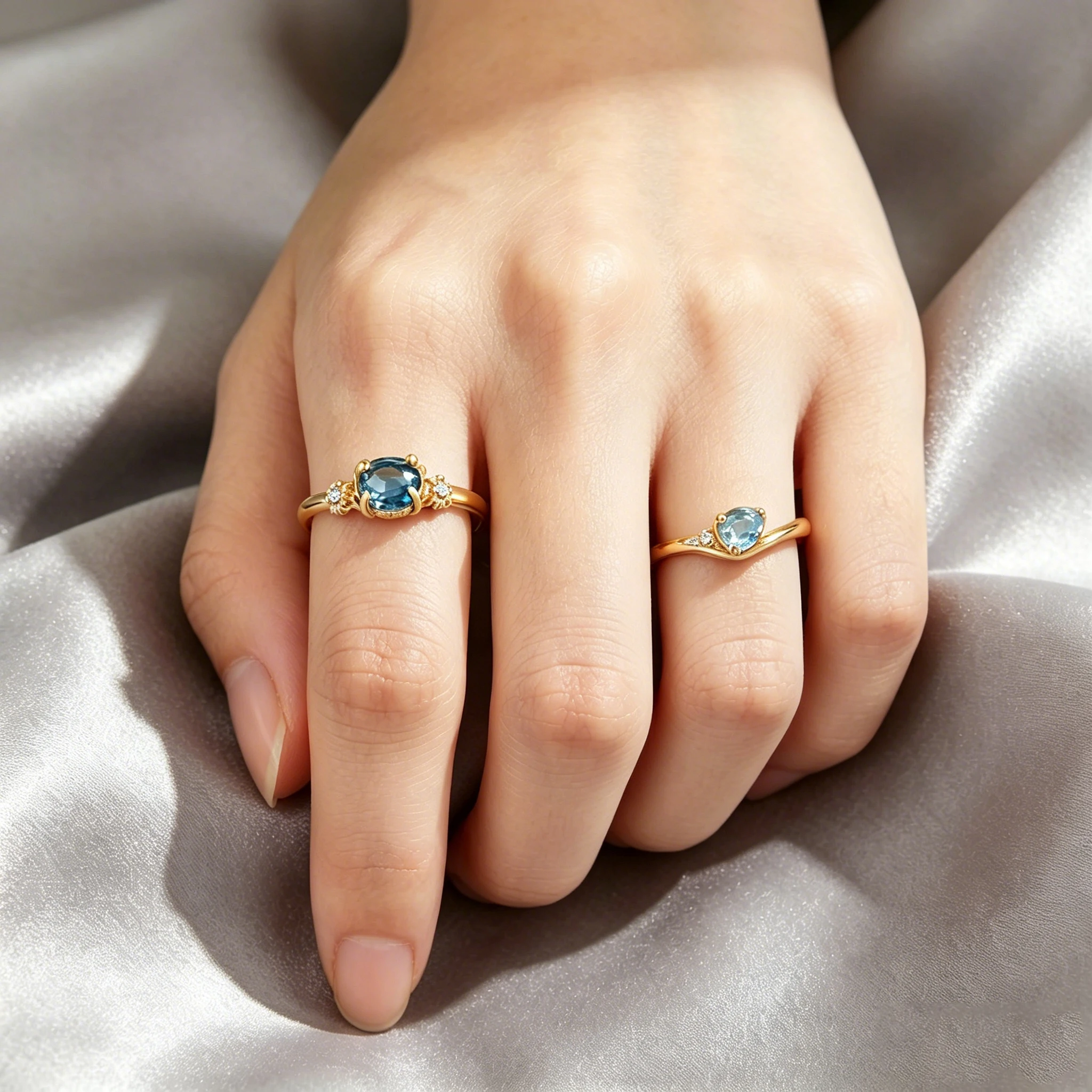 LAMOON Simple Natural Aquamarine Gemstone Ring For Women Classic 925 Sterling Silver Gold Plated Cubic Zircon Fine Jewelry RI414