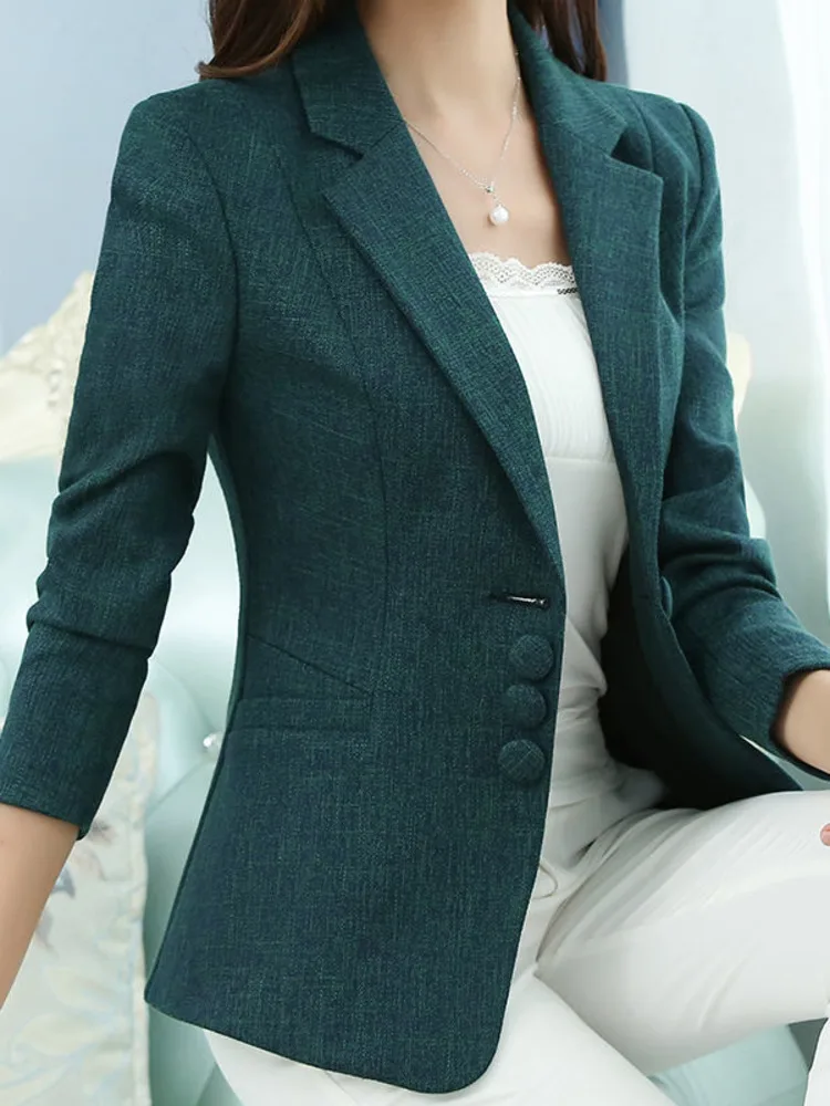 

Elegant Women Slim Blazer Casual Long Sleeve Professional Fashion Office Lady Business Slim Single Breasted Coats New