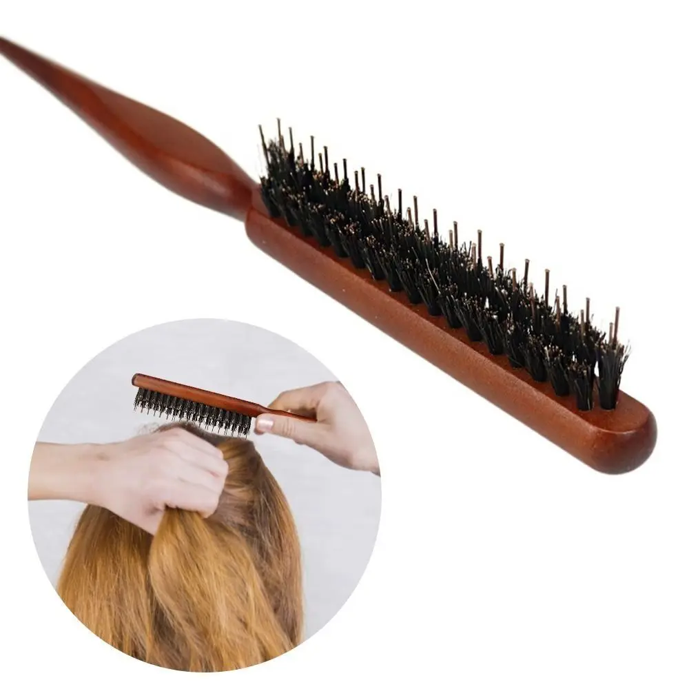 Fotografia 5: Escova de Cabelo de Moda com 3 Fileiras para Dar Volume e Textura, Cabo de Plástico Durável e Cerdas de Javali
