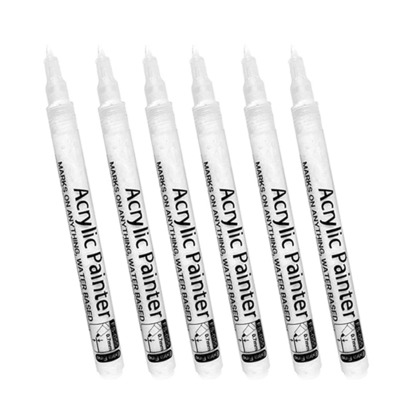 53CC 6Pieces Black And White Paint Pen 0.7mm Tip Water Resistant Acrylics Marker for Craft Painting Scrapbooking Card Making