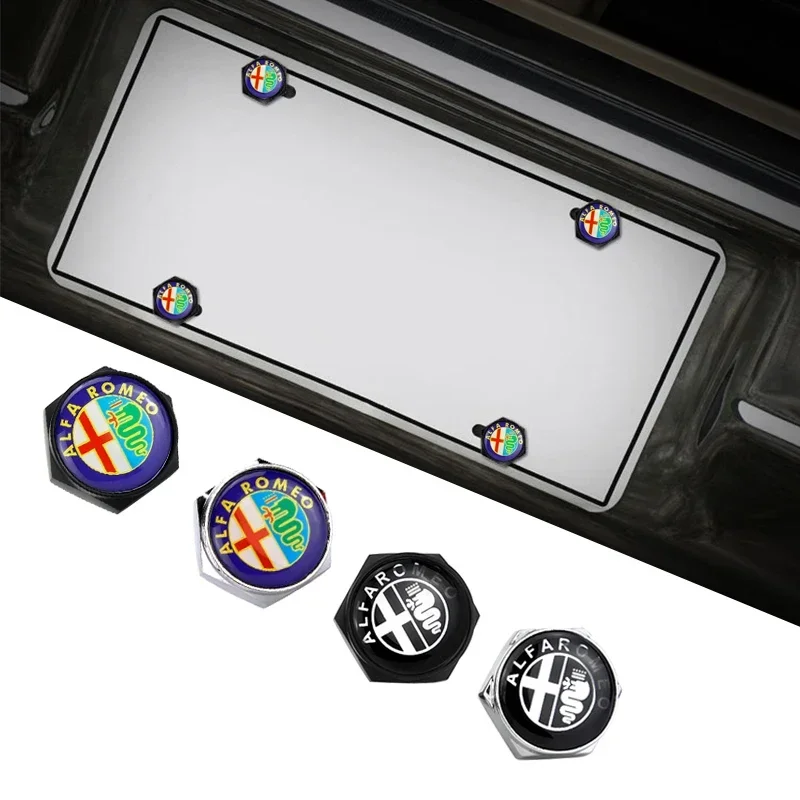 

Metal Auto License Plate Nut Bolts Screw Caps for Alfa Romeo Brera Spider Giulietta 147 156 155 159 MITO Giulia GT Accessories