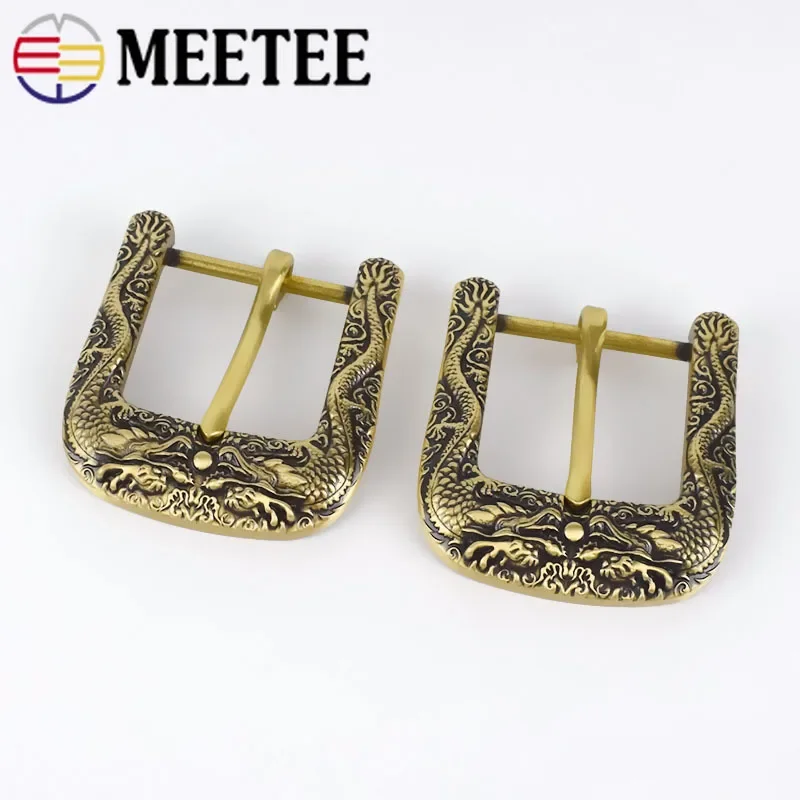 

Meetee 40mm Vintage Dragon Solid Brass Belt Buckle Metal Pin Buckles Loop for 37-38mm Belts DIY Leathercraft Accessories YK169