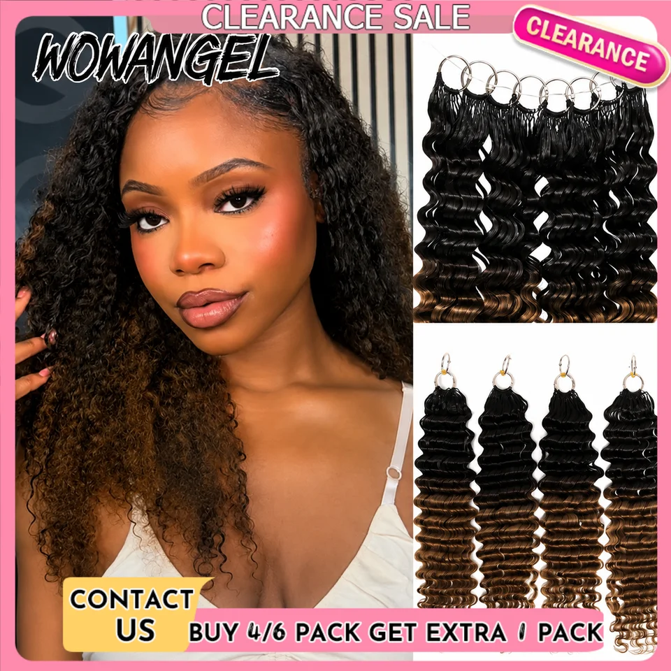 1 paquete de cabello #30 para trenzas rizadas, extensión de cabello humano con pluma de onda profunda, color mixto para mujeres negras