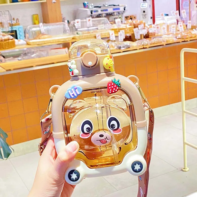 

Portable Kawaii Kids Tumbler 1L Water Bottle For Girls Cute Bear Plastic Cup Cartoon Travel Straw Mug Summer Sport Drink Kettle