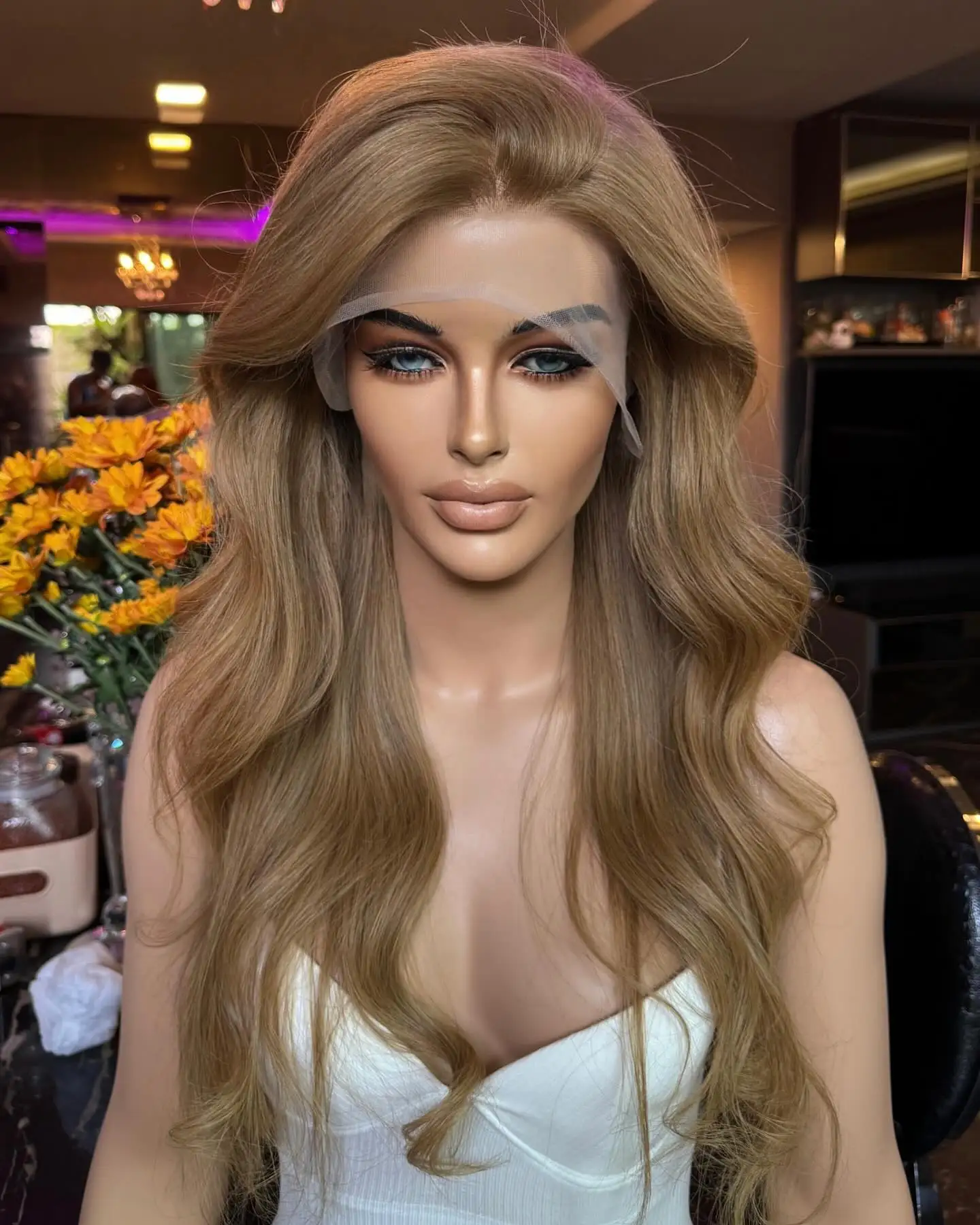 Jasny blond Część wolna Body Wave Peruka Syntetyczna koronka przodu Peruka Blond Brązowy Naturalny Wysokiej jakości żaroodporna peruka syntetyczna