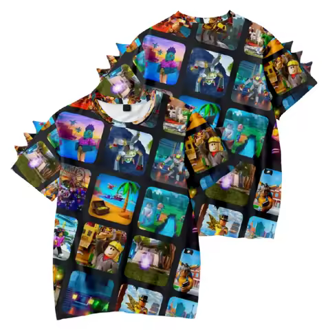 Game ROBLOX Boys and Girls Cute Fashion T-shirt Cartoon Digital Printed Children's Clothing Short-sleeved T-shirt