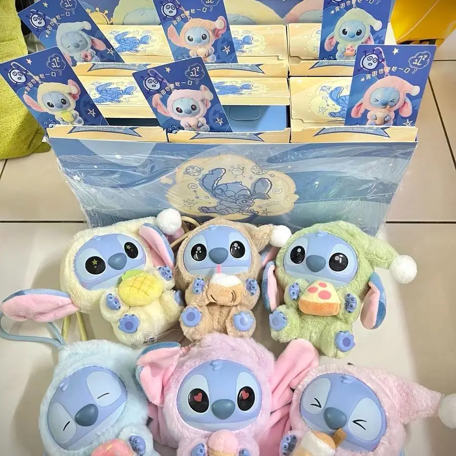 

MINISO новая серия Stitch Eat Some Thing Before Sleep, виниловая слепая коробка, сумка, подвеска, милая плюшевая кукла, загадочная коробка, игрушка-сюрприз, подарки