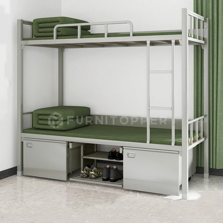 Steel Detachable Bed Adult Metal Bunk Bed Set with Drawer Cabinet and Shoe Rack