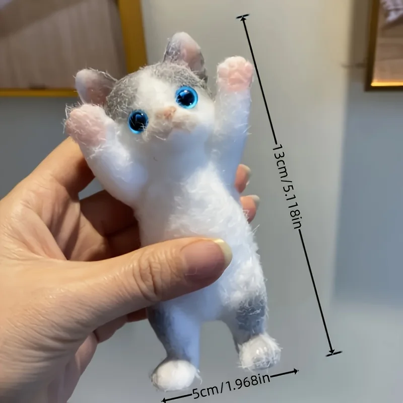 リフトアーム猫スクイーズおもちゃ - 手作り DIY 絵画猫 - TPR ウルトラソフトタッチ - 動物シリーズの新しいお気に入り、クリのための完璧なギフト