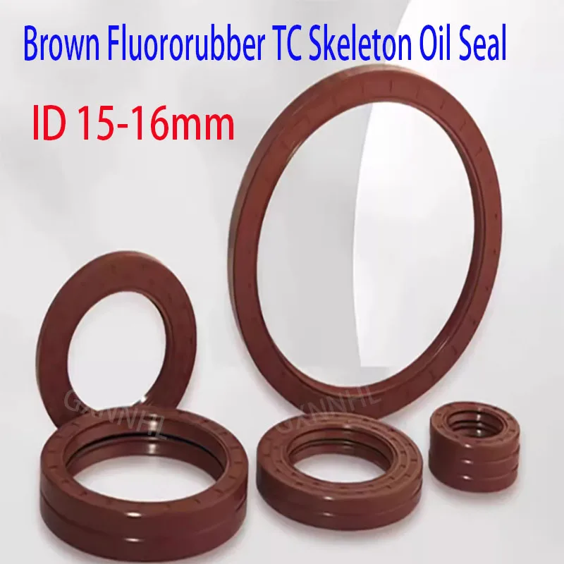 

10PCS TC Fluororubber Skeleton Oil Seal High Temperature Resistant Fluororubber ID 15-16mm O-ring seal