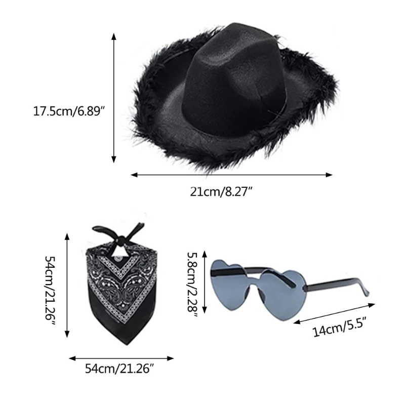 Ensemble de lunettes de Cowboy, Bandana, Costume de fête d'enterrement de vie de jeune fille