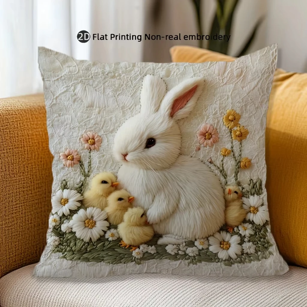 1pcs Easter Bunny Throw Cushion Set for Upholstered Living Room Sofa Covers for Bedroom Car Home Decor Pillow Covers