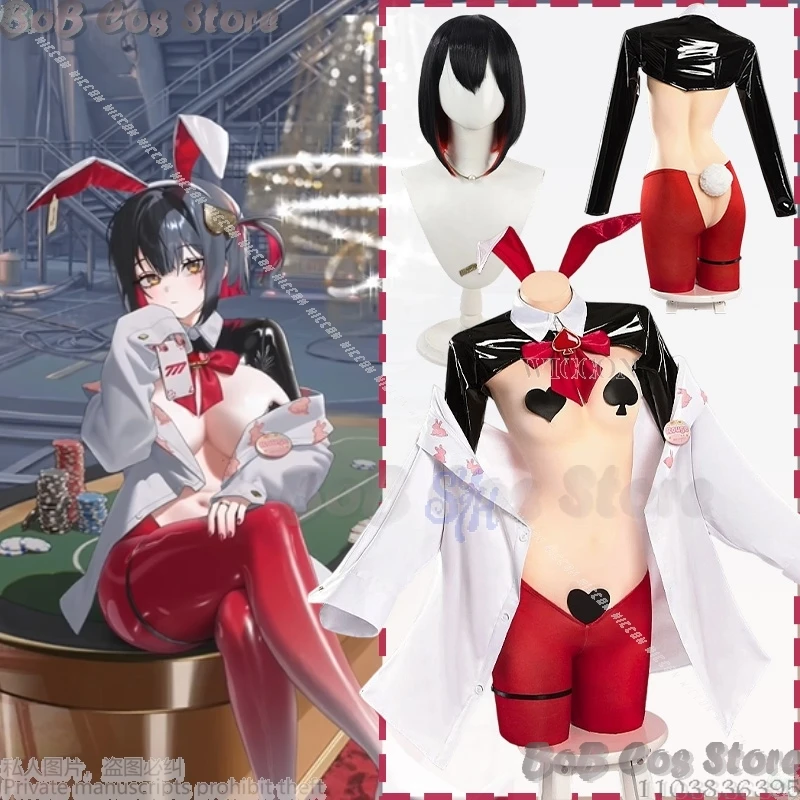 Game NIKKE GODDESS OF VICTORY Cosplay Rabbit Rouge Costume Sexy Bunny Girl High Slit Lingeries Heart Halloween Carnival Outfit
