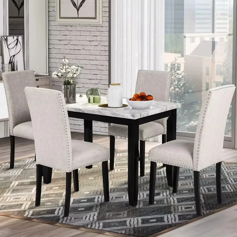 Dining Table Set, Kitchen Dining Table Set for 4, Wood Table and Chairs Set, Room Set for Kitchen/Home