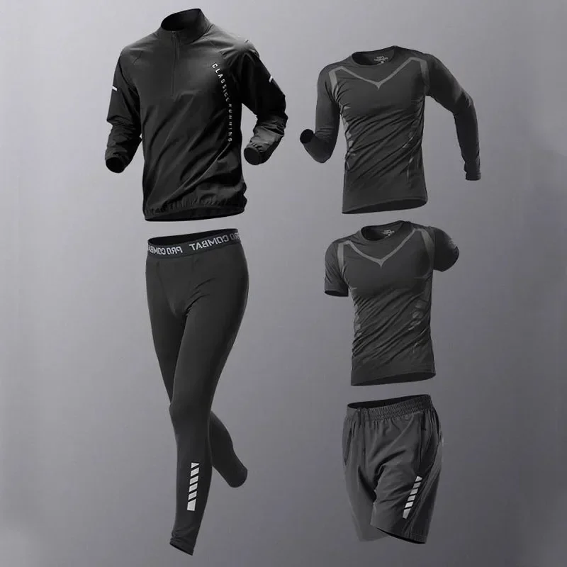 5 Pcs Sports Suit Autumn Quick Dry Athletic Outfit Fitness Gym Jogging Workout Running Training Clothes Set