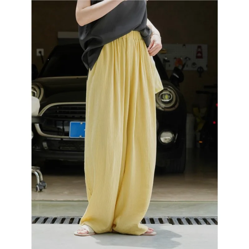 

Johnature летние новые корейские ленивые свободные широкие брюки повседневные эластичные драпированные солнцезащитные брюки с талией для женщин