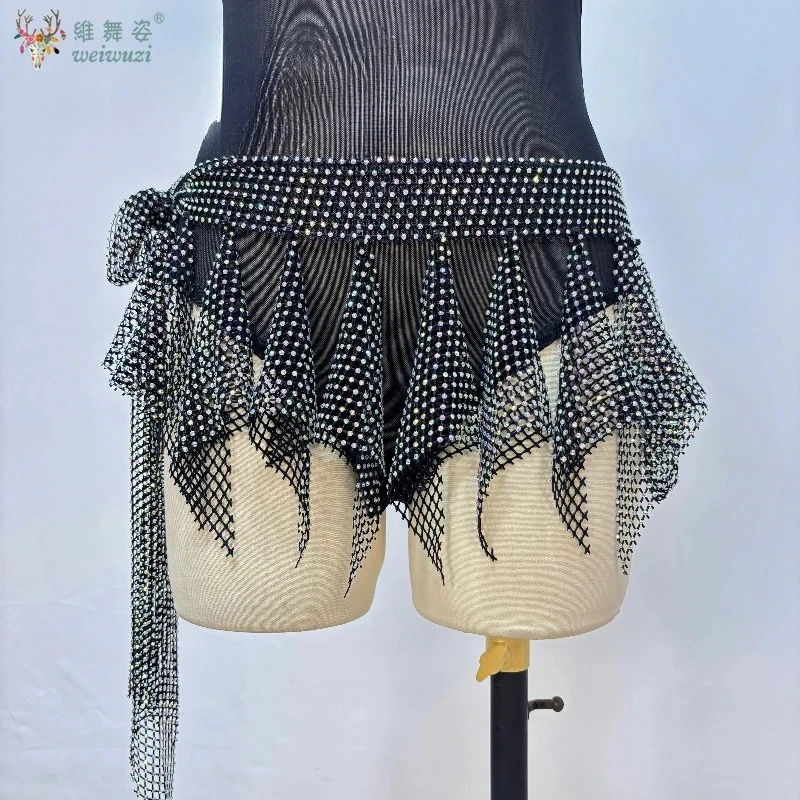 Belly Dance Practice Accessories Women's Flash AB Stones Fringe Hip Scarf  Adult and Children's Oriental Dance Performance Belts