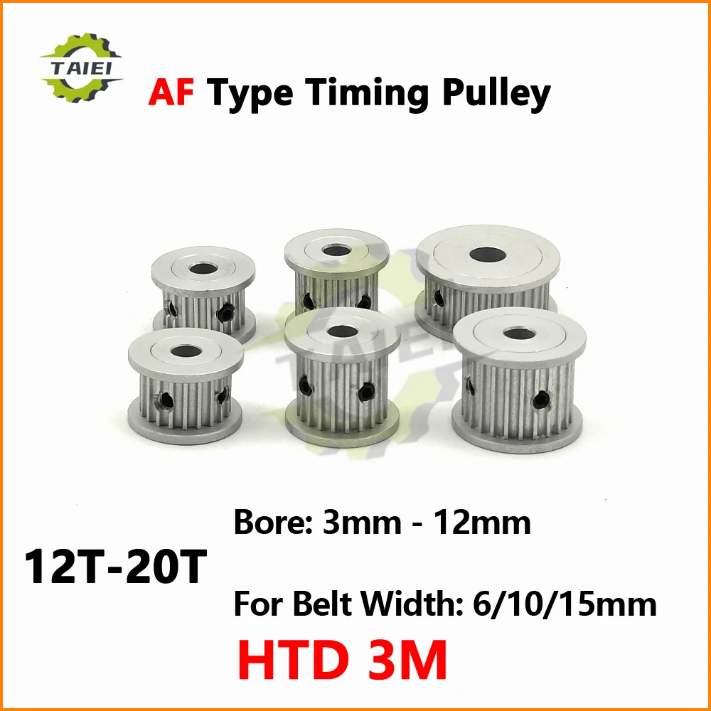 HTD 3M Synchronous Pulley 12 13 14 15 16 17 18 19 20Teeth Bore 3/3.17/4/5/6/6.35mm Fit Belt Width 6/10/15mm 3M Timing Wheel Gear