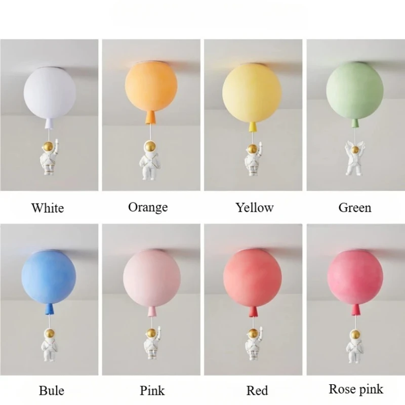 Nordic Ceiling Light Cartoon Astronaut Colorful Balloon Design LED Lamps for Living Room Decoration Children's Bedroom Lighting