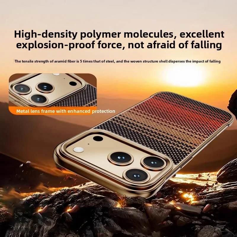 iPhone 17 Air、17、16 Pro Max、17、16、15 Pro、14、13、12対応、新メタルフレームレス超薄型耐衝撃シェル、マグネット対応