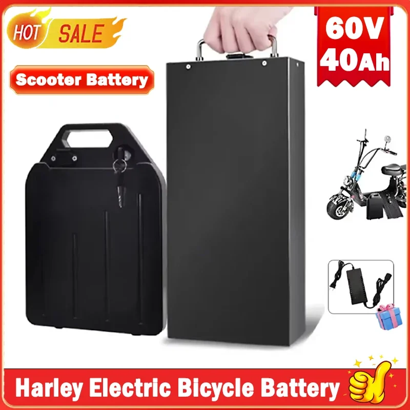 Harley 60V 40Ah High Quality18650 Battery Electric Car Lithium Battery Waterproof Suitable for CityCoco Electric Scooter Bicycle